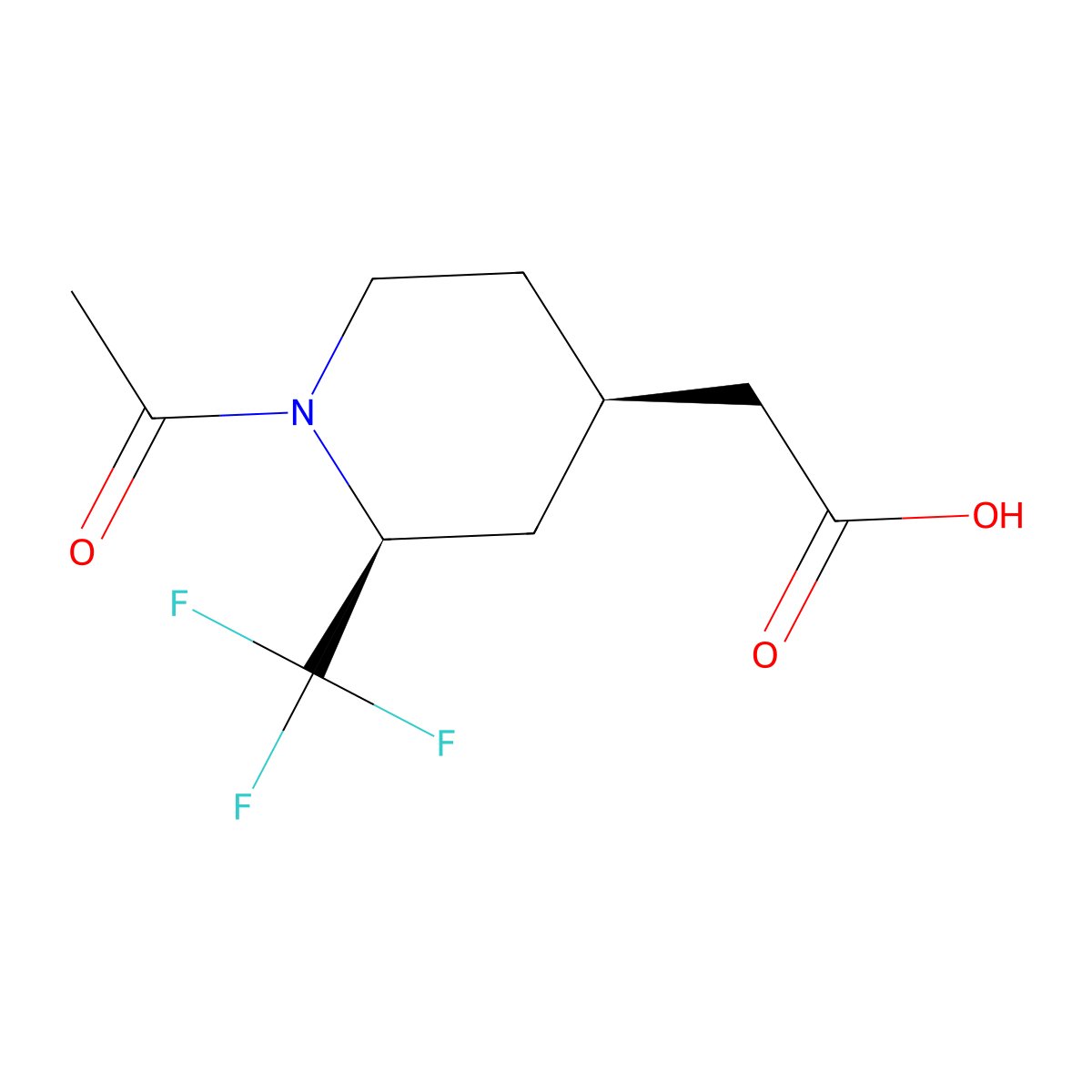 rac-2-[(2R,4S)-1-acetyl-2-(trifluoromethyl)piperidin-4-yl]acetic acid molecular structure, CAS 2679934-94-0