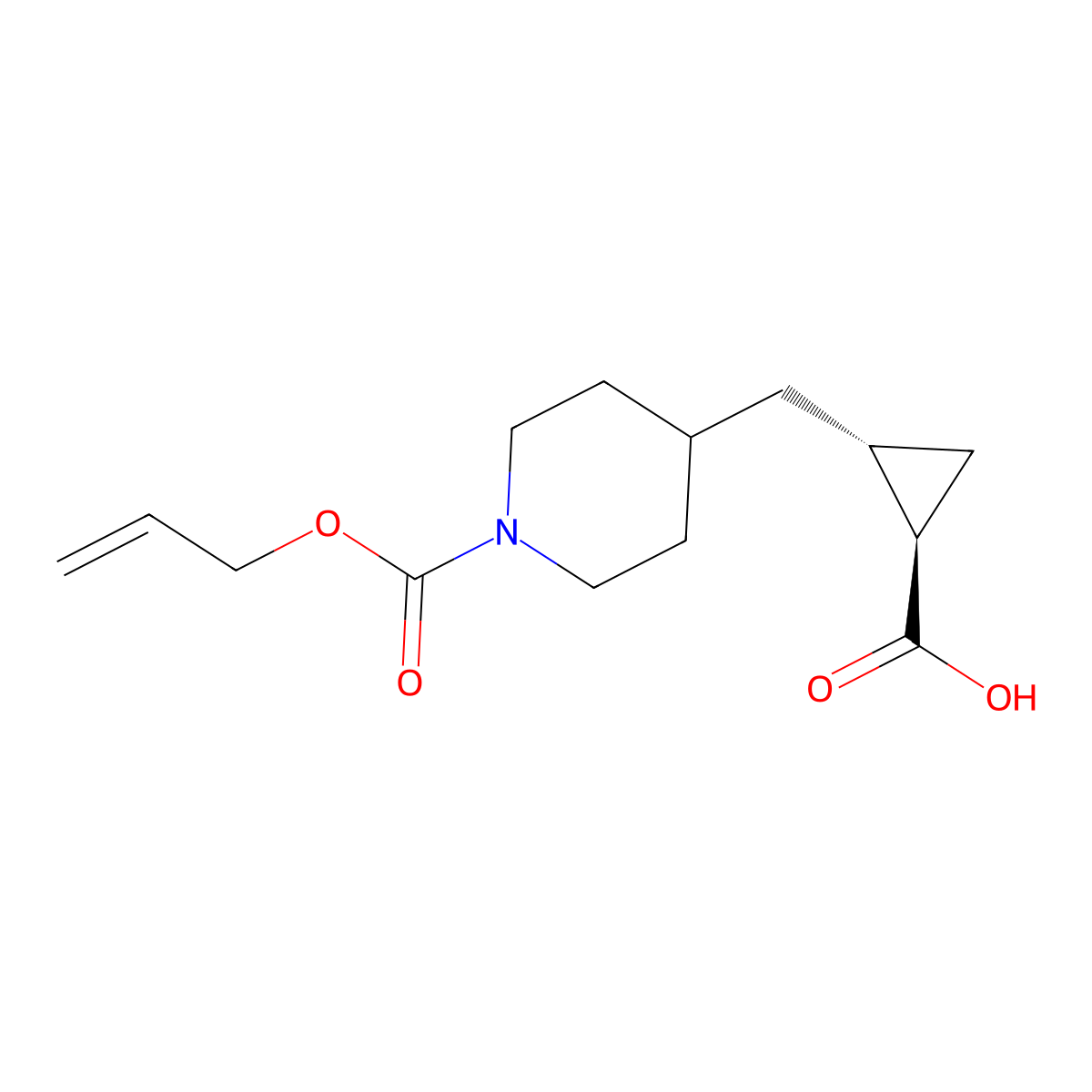 rac-(1R,2R)-2-({1-[(prop-2-en-1-yloxy)carbonyl]piperidin-4-yl}methyl)cyclopropane-1-carboxylic acid molecular structure, CAS 2679935-09-0