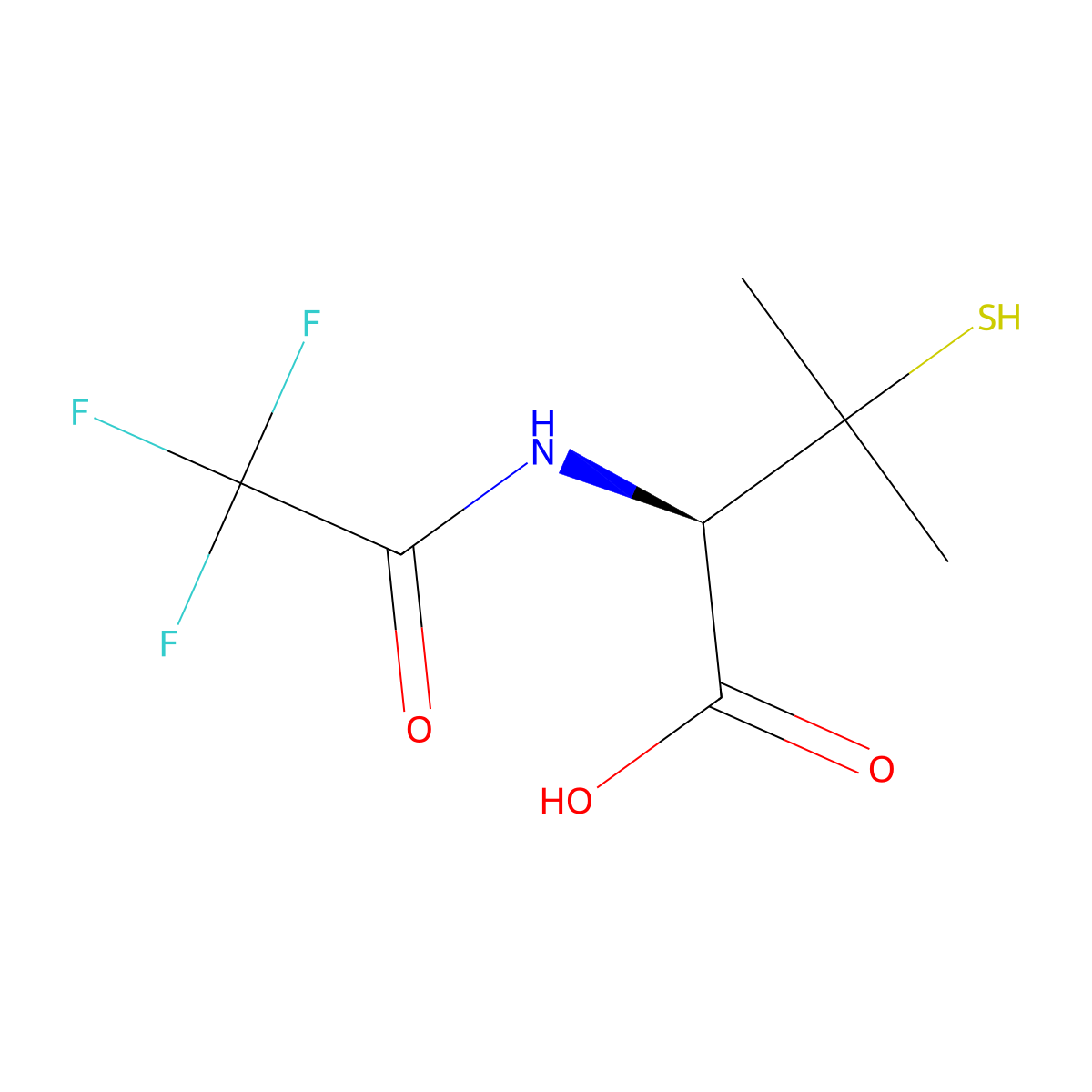 (2R)-3-methyl-3-sulfanyl-2-(2,2,2-trifluoroacetamido)butanoic acid molecular structure, CAS 2679935-12-5