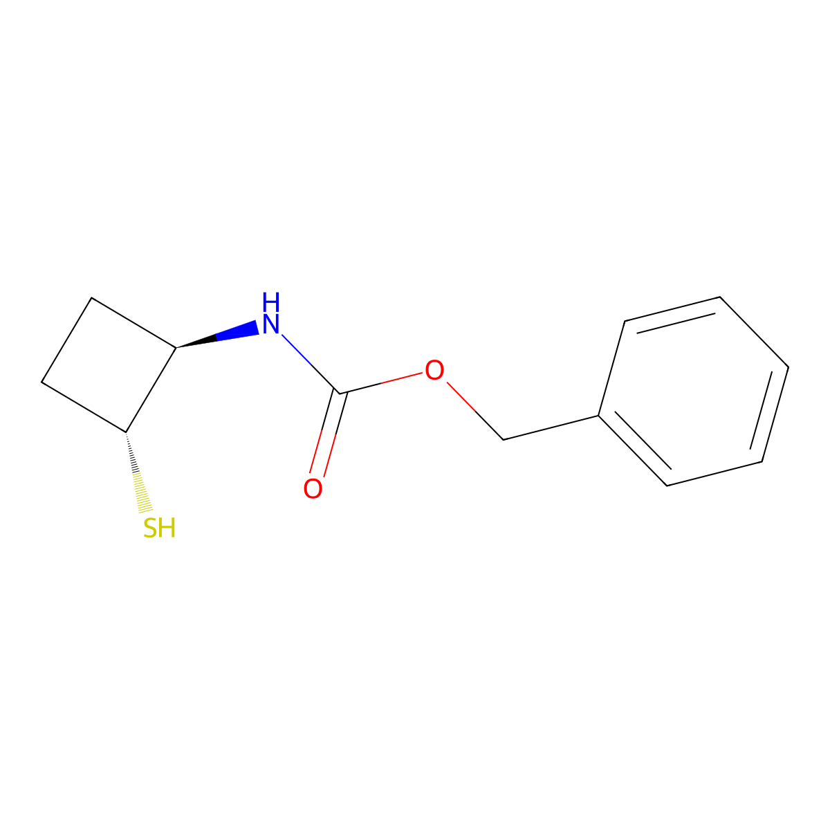 rac-benzyl N-[(1R,2R)-2-sulfanylcyclobutyl]carbamate molecular structure, CAS 2679935-17-0