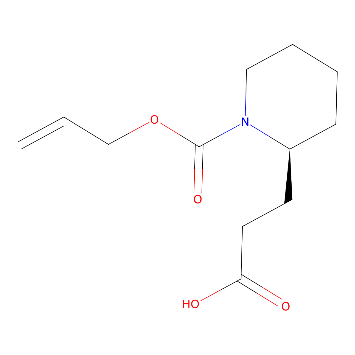 3-[(2S)-1-[(prop-2-en-1-yloxy)carbonyl]piperidin-2-yl]propanoic acid molecular structure, CAS 2679935-22-7