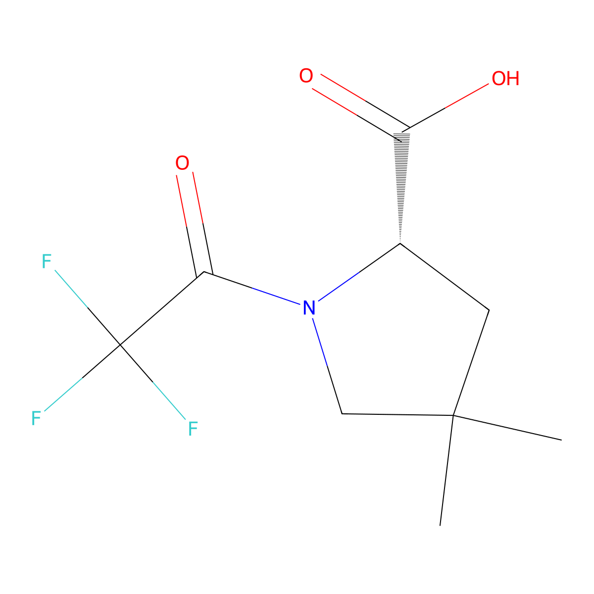 (2S)-4,4-dimethyl-1-(2,2,2-trifluoroacetyl)pyrrolidine-2-carboxylic acid molecular structure, CAS 2679935-33-0