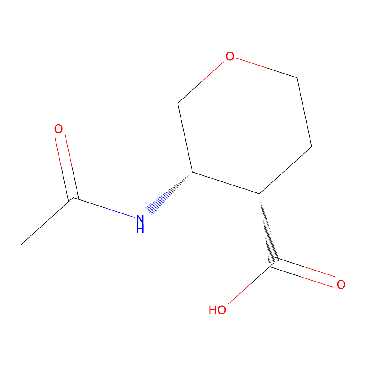 rac-(3R,4R)-3-acetamidooxane-4-carboxylic acid molecular structure, CAS 2679935-38-5