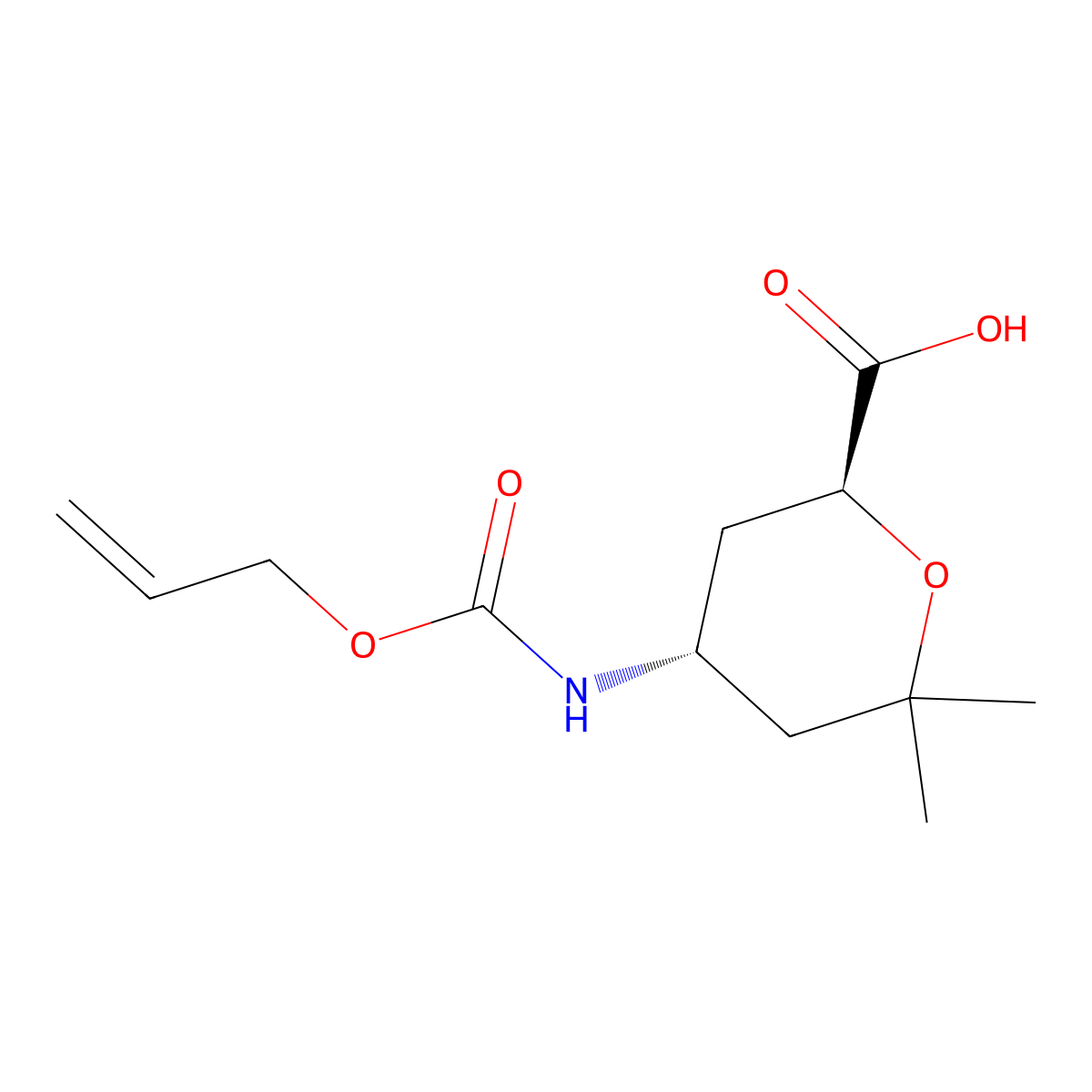 rac-(2R,4S)-6,6-dimethyl-4-{[(prop-2-en-1-yloxy)carbonyl]amino}oxane-2-carboxylic acid molecular structure, CAS 2679935-43-2