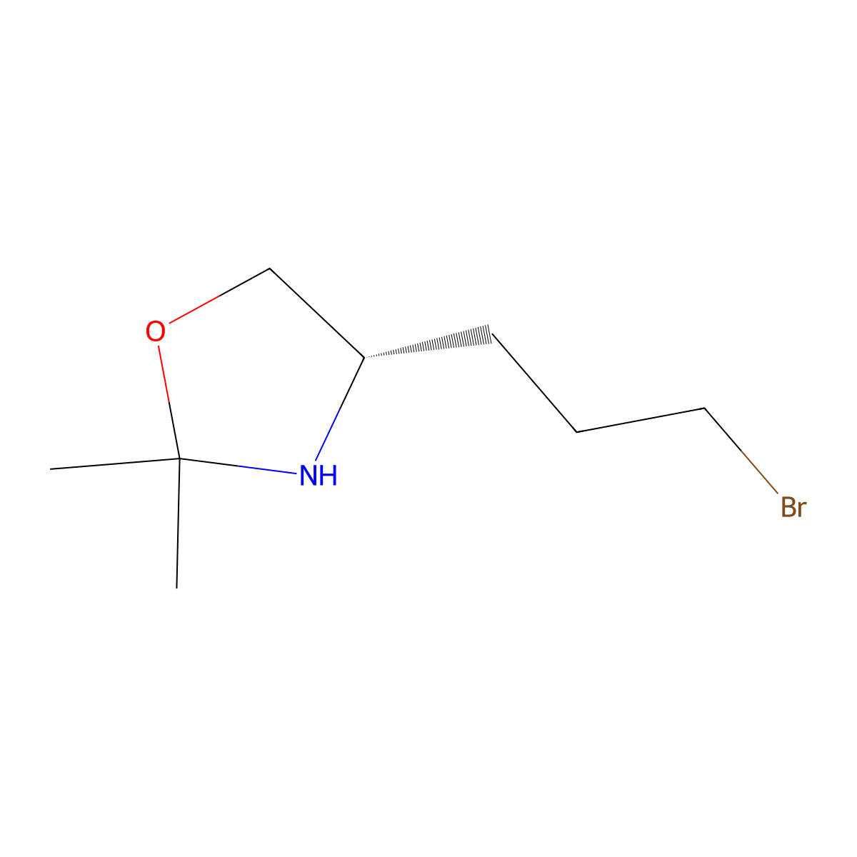 (4S)-4-(3-bromopropyl)-2,2-dimethyl-1,3-oxazolidine molecular structure, CAS 2679935-45-4