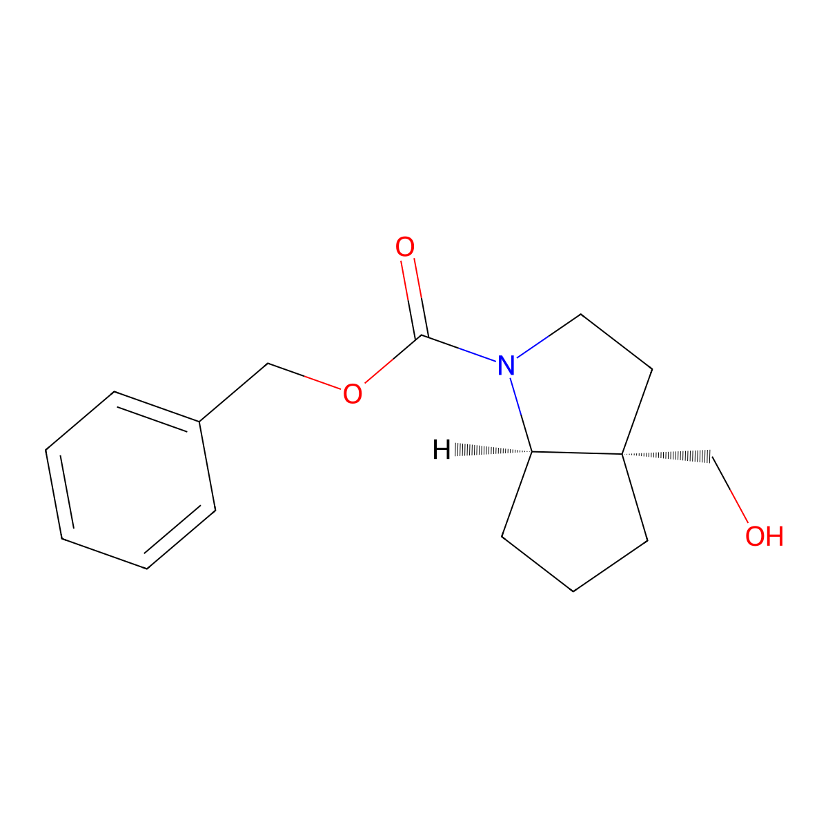 benzyl (3aS,6aR)-3a-(hydroxymethyl)-octahydrocyclopenta[b]pyrrole-1-carboxylate molecular structure, CAS 2679935-47-6