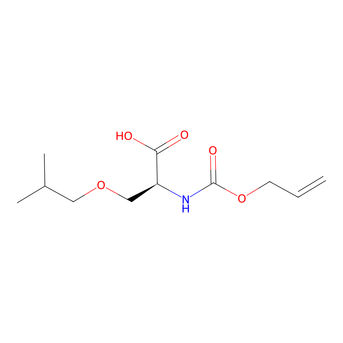 (2S)-3-(2-methylpropoxy)-2-{[(prop-2-en-1-yloxy)carbonyl]amino}propanoic acid molecular structure, CAS 2679935-48-7