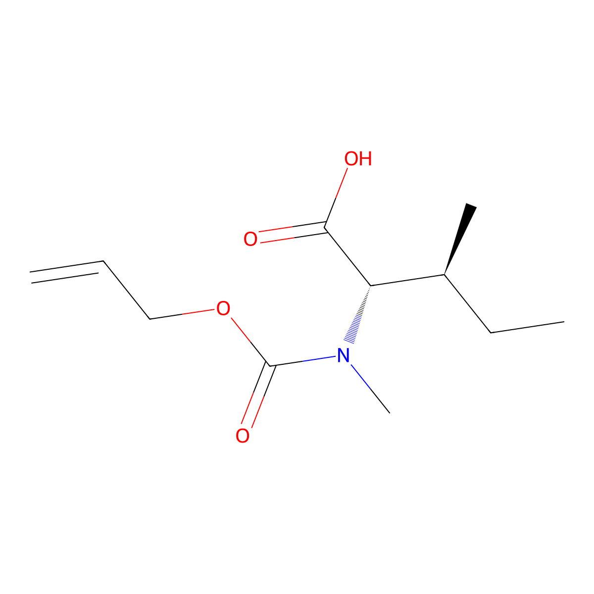 (2S,3S)-3-methyl-2-{methyl[(prop-2-en-1-yloxy)carbonyl]amino}pentanoic acid molecular structure, CAS 2679935-49-8