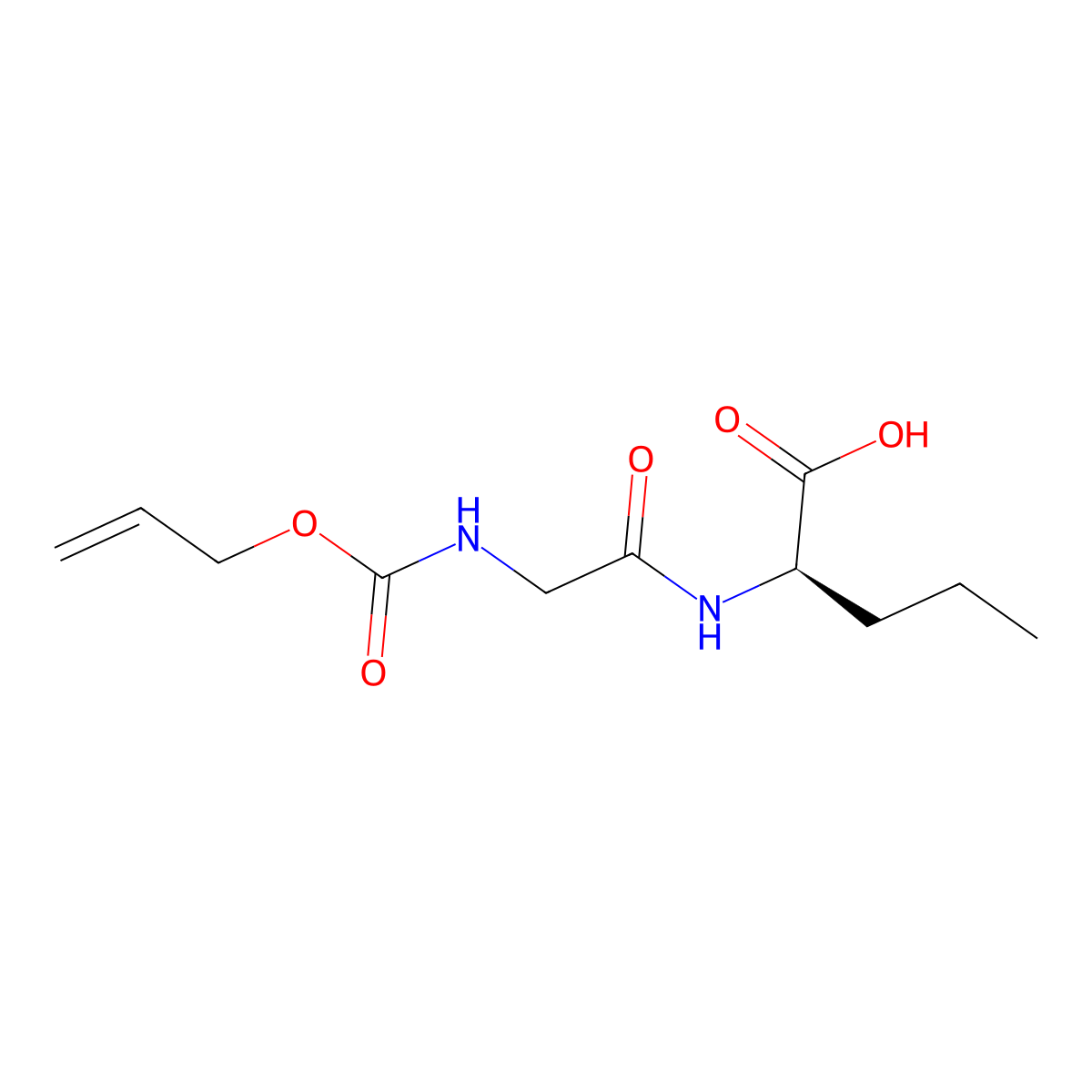 (2R)-2-(2-{[(prop-2-en-1-yloxy)carbonyl]amino}acetamido)pentanoic acid molecular structure, CAS 2679935-51-2