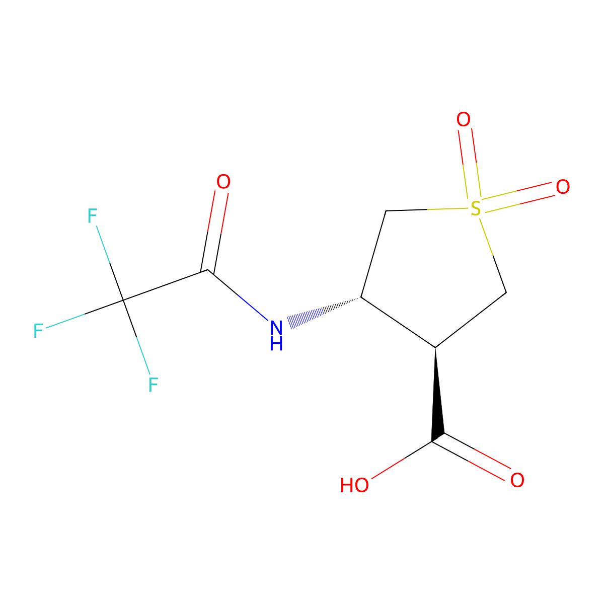 rac-(3R,4S)-1,1-dioxo-4-(2,2,2-trifluoroacetamido)-1lambda6-thiolane-3-carboxylic acid molecular structure, CAS 2679935-52-3