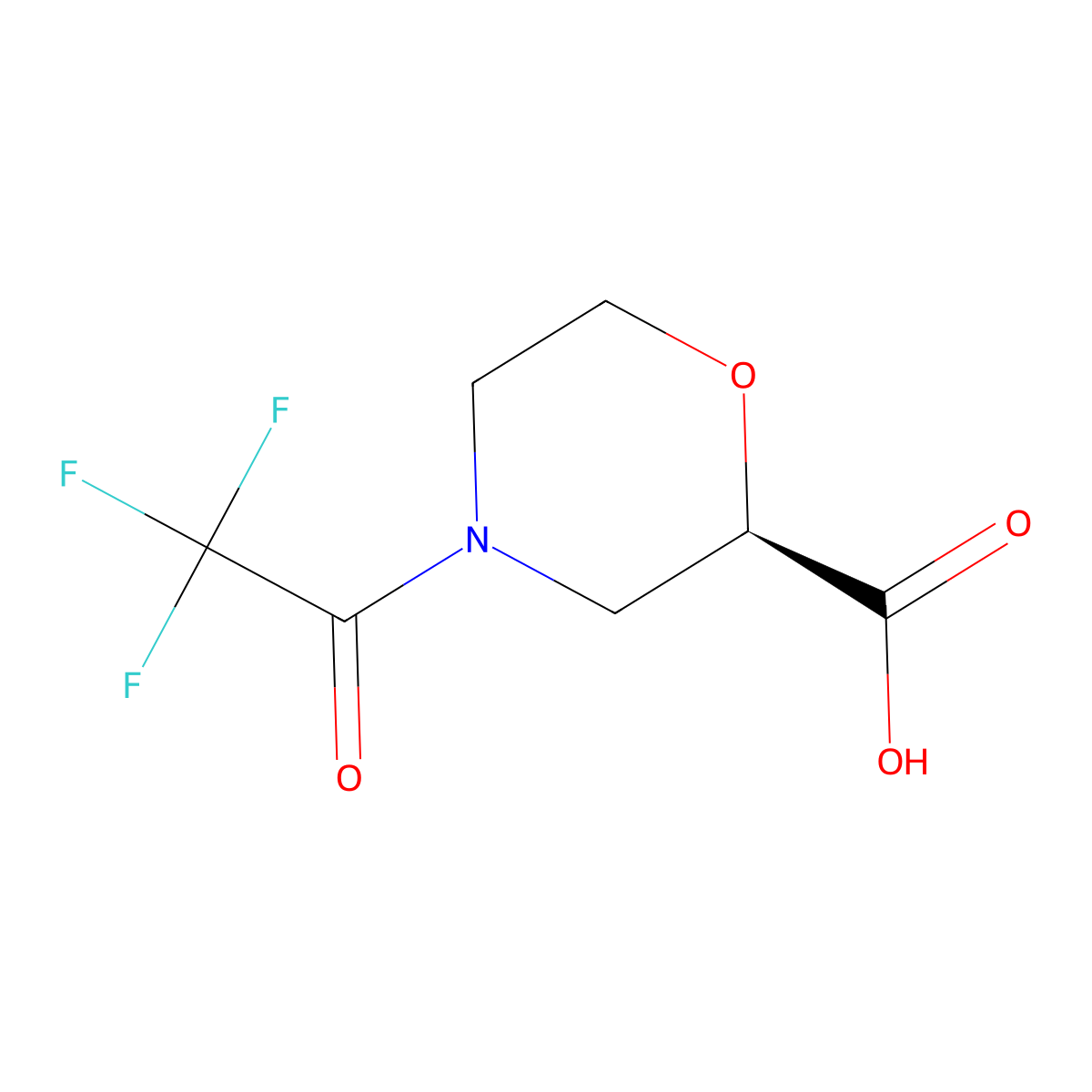 (2R)-4-(trifluoroacetyl)morpholine-2-carboxylic acid molecular structure, CAS 2679935-53-4
