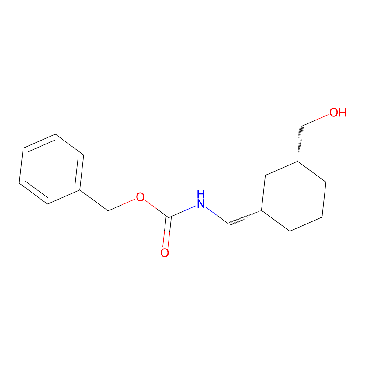 rac-benzyl N-{[(1R,3S)-3-(hydroxymethyl)cyclohexyl]methyl}carbamate molecular structure, CAS 2679935-57-8