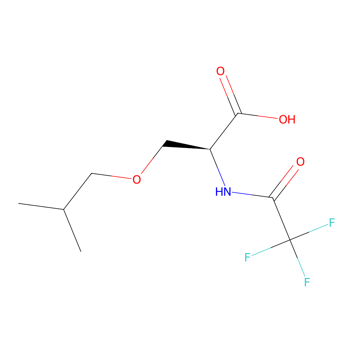 (2S)-3-(2-methylpropoxy)-2-(2,2,2-trifluoroacetamido)propanoic acid molecular structure, CAS 2679935-60-3