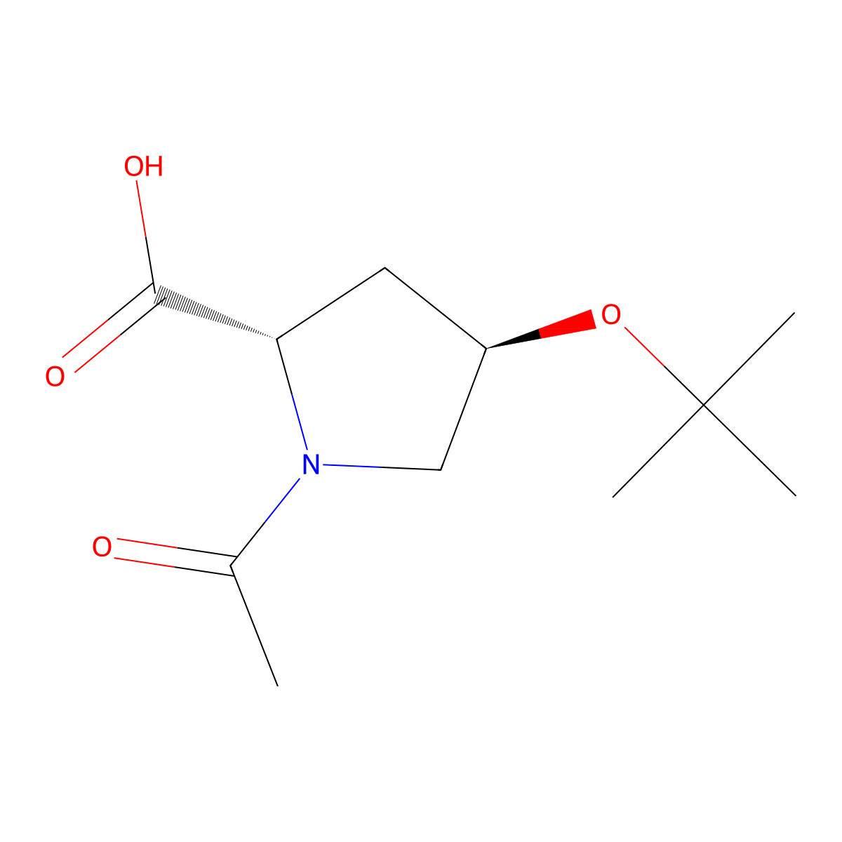 (2S,4R)-1-acetyl-4-(tert-butoxy)pyrrolidine-2-carboxylic acid molecular structure, CAS 2679935-62-5