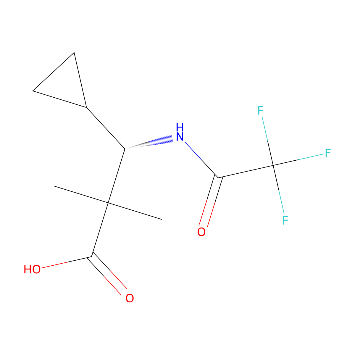 (3S)-3-cyclopropyl-2,2-dimethyl-3-(trifluoroacetamido)propanoic acid molecular structure, CAS 2679935-65-8