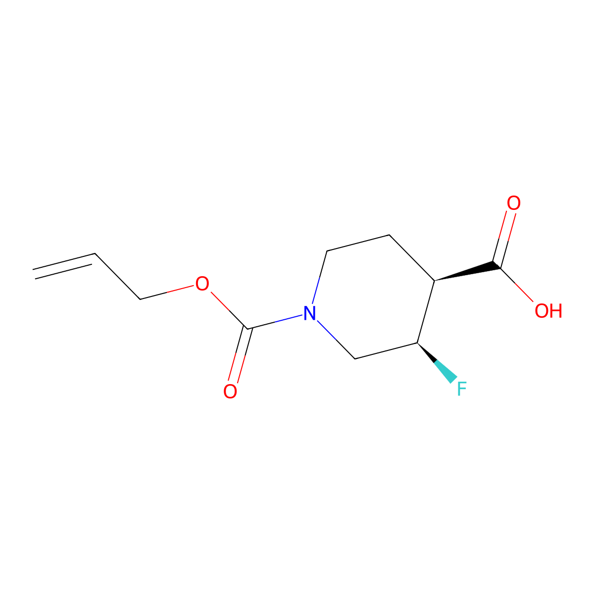 rac-(3R,4S)-3-fluoro-1-[(prop-2-en-1-yloxy)carbonyl]piperidine-4-carboxylic acid molecular structure, CAS 2679935-78-3