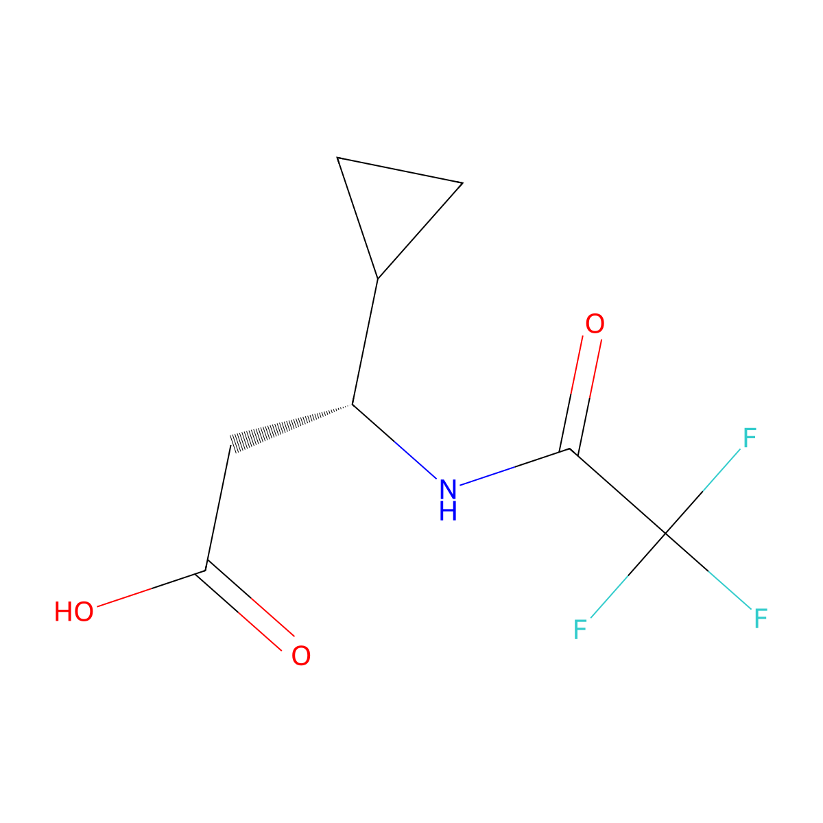 (3R)-3-cyclopropyl-3-(trifluoroacetamido)propanoic acid molecular structure, CAS 2679935-79-4