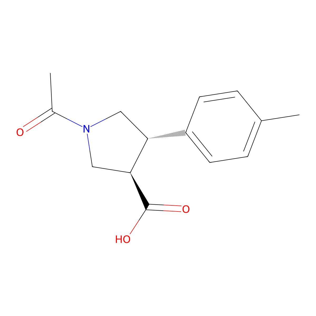 rac-(3R,4S)-1-acetyl-4-(4-methylphenyl)pyrrolidine-3-carboxylic acid molecular structure, CAS 2679935-80-7