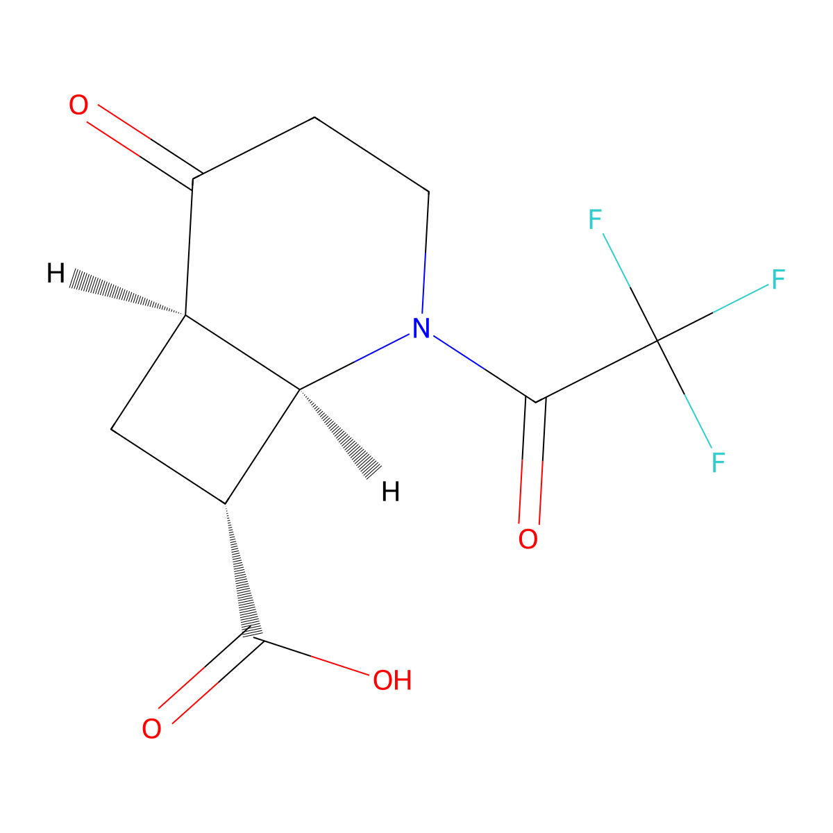 rac-(1R,6R,8R)-5-oxo-2-(2,2,2-trifluoroacetyl)-2-azabicyclo[4.2.0]octane-8-carboxylic acid molecular structure, CAS 2679935-81-8