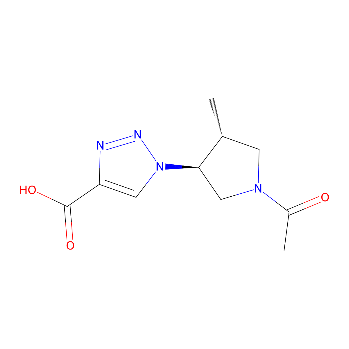 rac-1-[(3R,4S)-1-acetyl-4-methylpyrrolidin-3-yl]-1H-1,2,3-triazole-4-carboxylic acid molecular structure, CAS 2679935-82-9