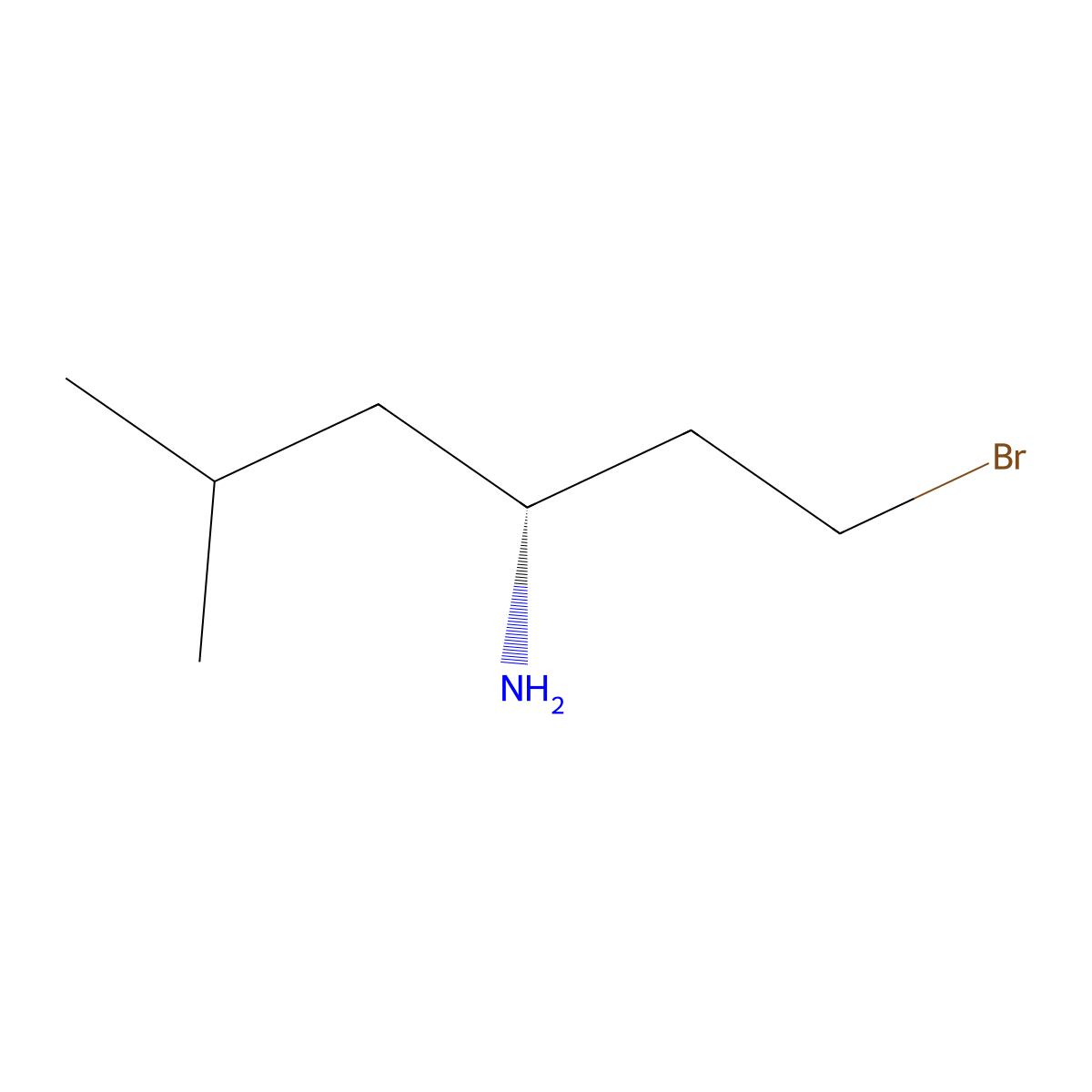 (3R)-1-bromo-5-methylhexan-3-amine molecular structure, CAS 2679935-87-4