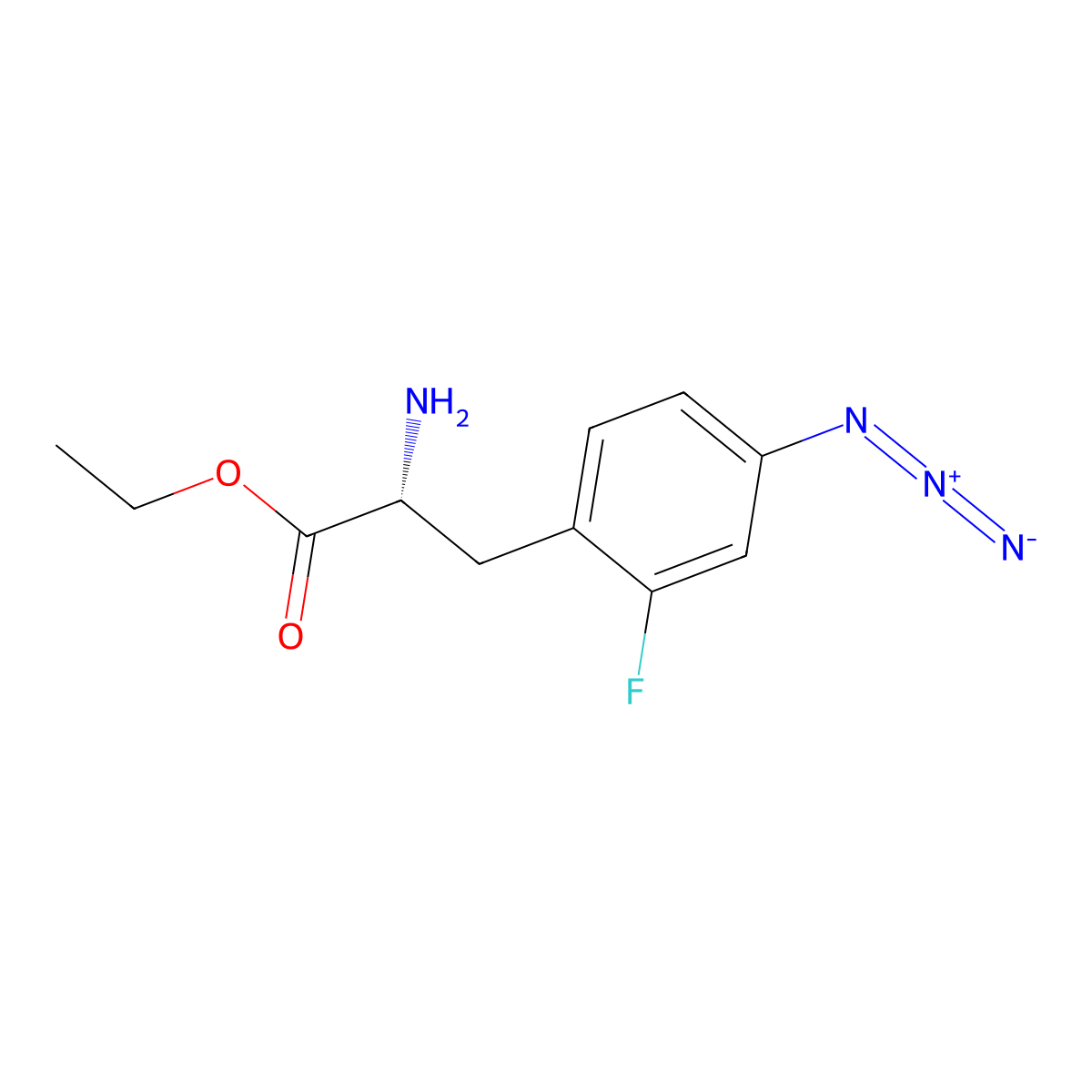 ethyl (2R)-2-amino-3-(4-azido-2-fluorophenyl)propanoate molecular structure, CAS 2679935-96-5