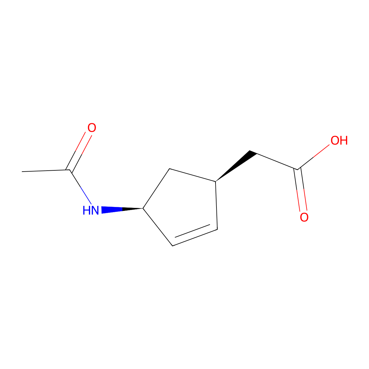 2-[(1S,4S)-4-acetamidocyclopent-2-en-1-yl]acetic acid molecular structure, CAS 2679936-03-7