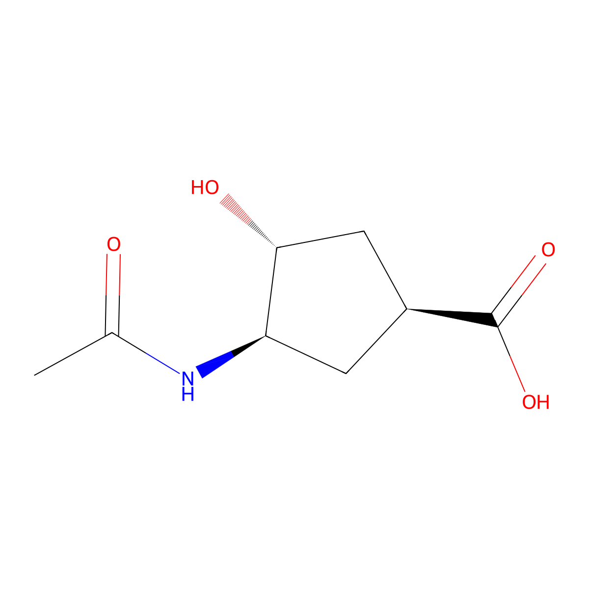 (1S,3R,4R)-3-acetamido-4-hydroxycyclopentane-1-carboxylic acid molecular structure, CAS 2679936-10-6