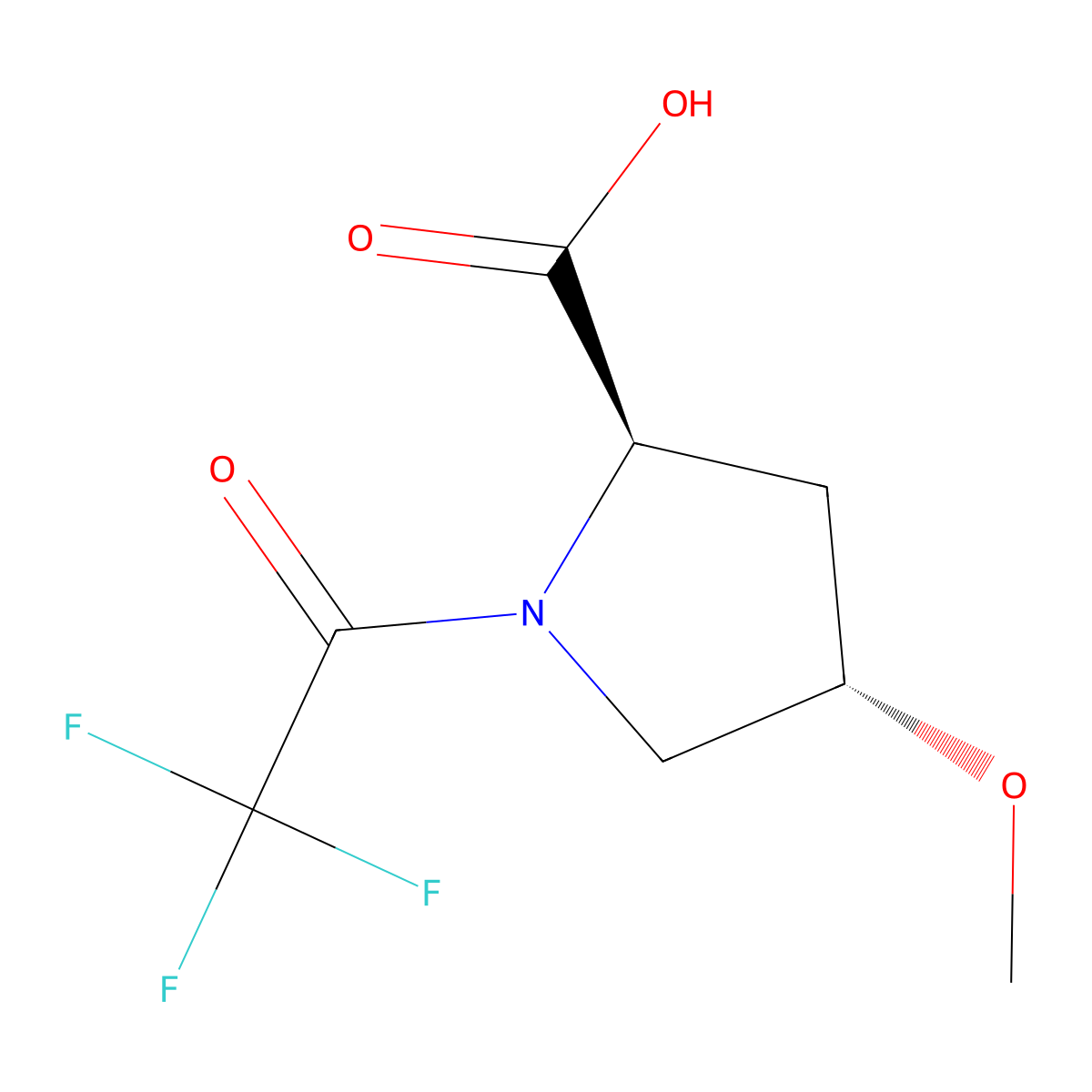 (2R,4S)-4-methoxy-1-(trifluoroacetyl)pyrrolidine-2-carboxylic acid molecular structure, CAS 2679936-15-1