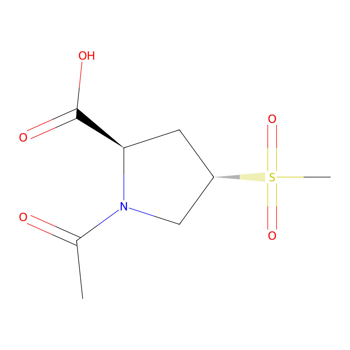 (2R,4S)-1-acetyl-4-methanesulfonylpyrrolidine-2-carboxylic acid molecular structure, CAS 2679936-18-4