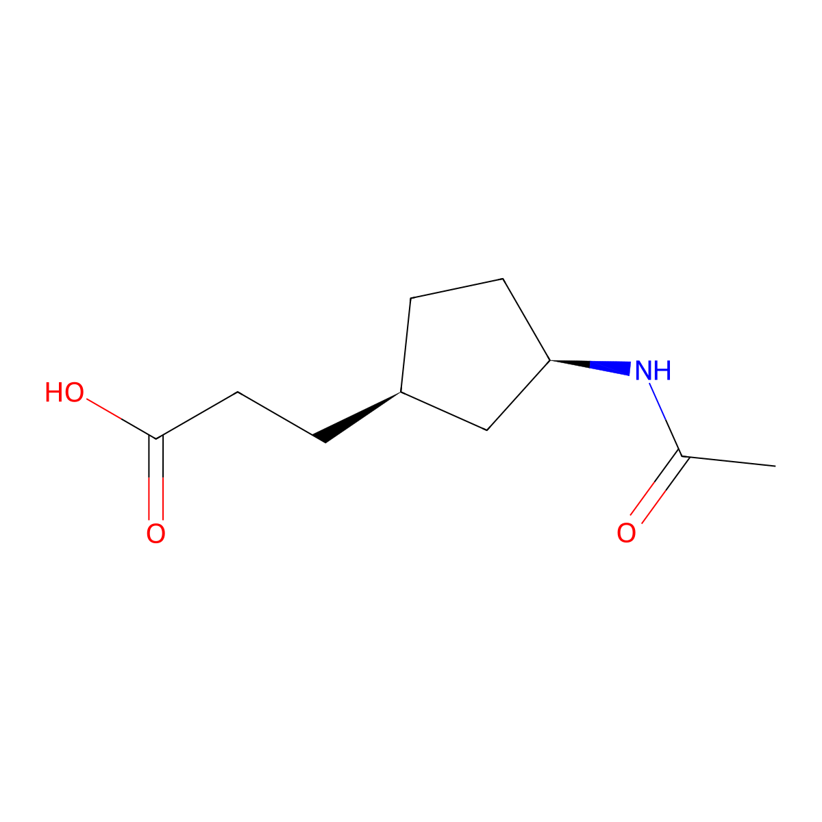rac-3-[(1R,3R)-3-acetamidocyclopentyl]propanoic acid molecular structure, CAS 2679936-25-3