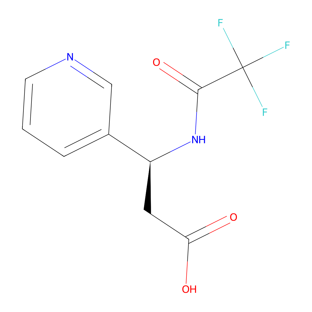 (3S)-3-(pyridin-3-yl)-3-(2,2,2-trifluoroacetamido)propanoic acid molecular structure, CAS 2679936-26-4