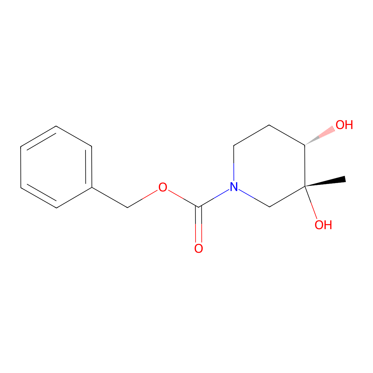 rac-benzyl (3R,4S)-3,4-dihydroxy-3-methylpiperidine-1-carboxylate molecular structure, CAS 2679936-31-1