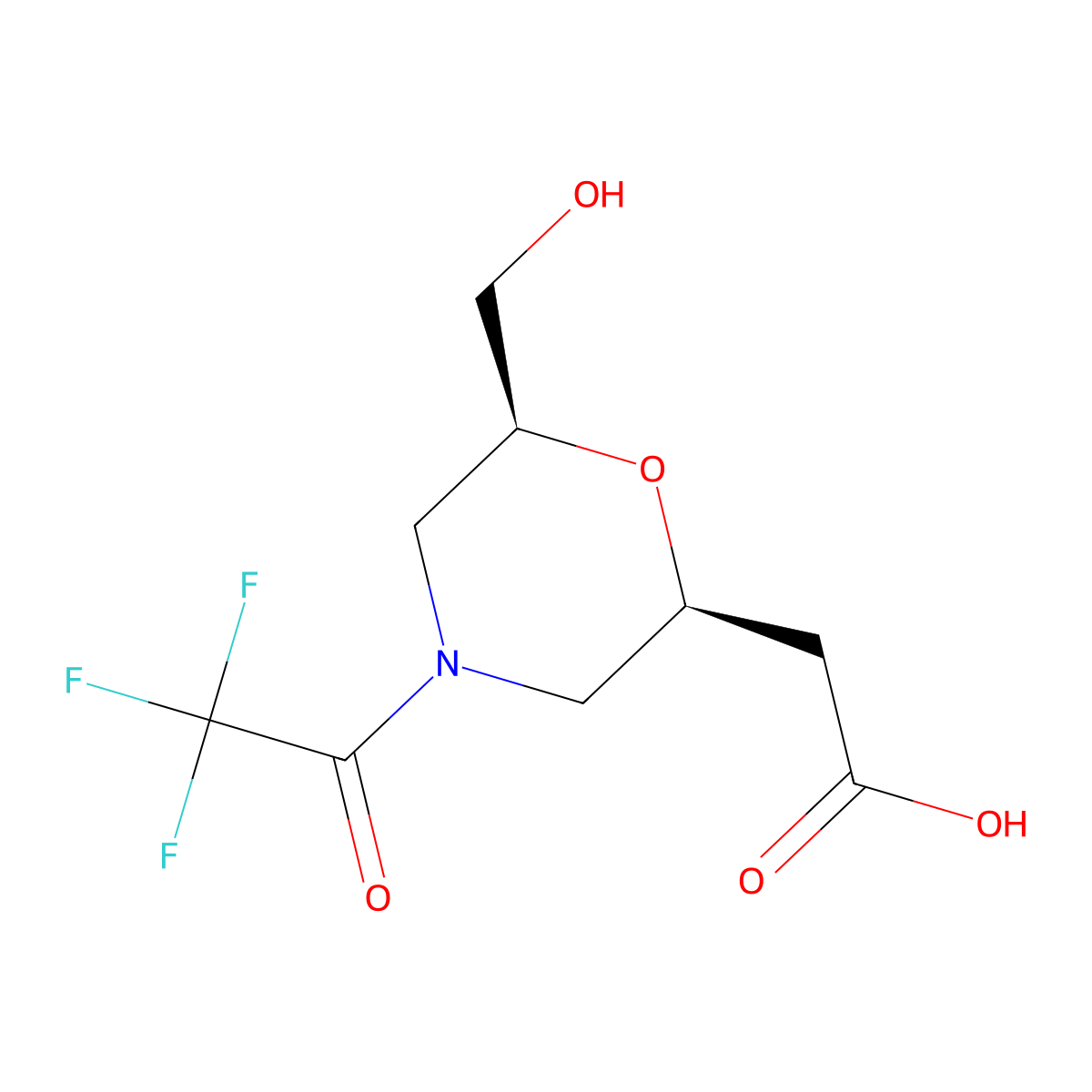 rac-2-[(2R,6R)-6-(hydroxymethyl)-4-(2,2,2-trifluoroacetyl)morpholin-2-yl]acetic acid molecular structure, CAS 2679936-36-6