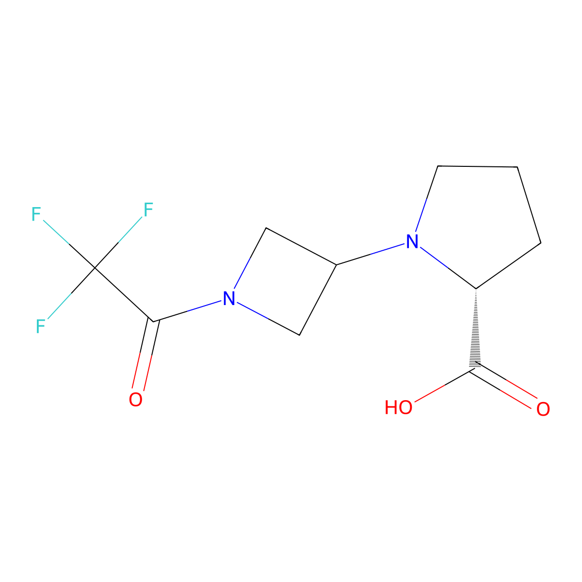 (2R)-1-[1-(2,2,2-trifluoroacetyl)azetidin-3-yl]pyrrolidine-2-carboxylic acid molecular structure, CAS 2679936-37-7