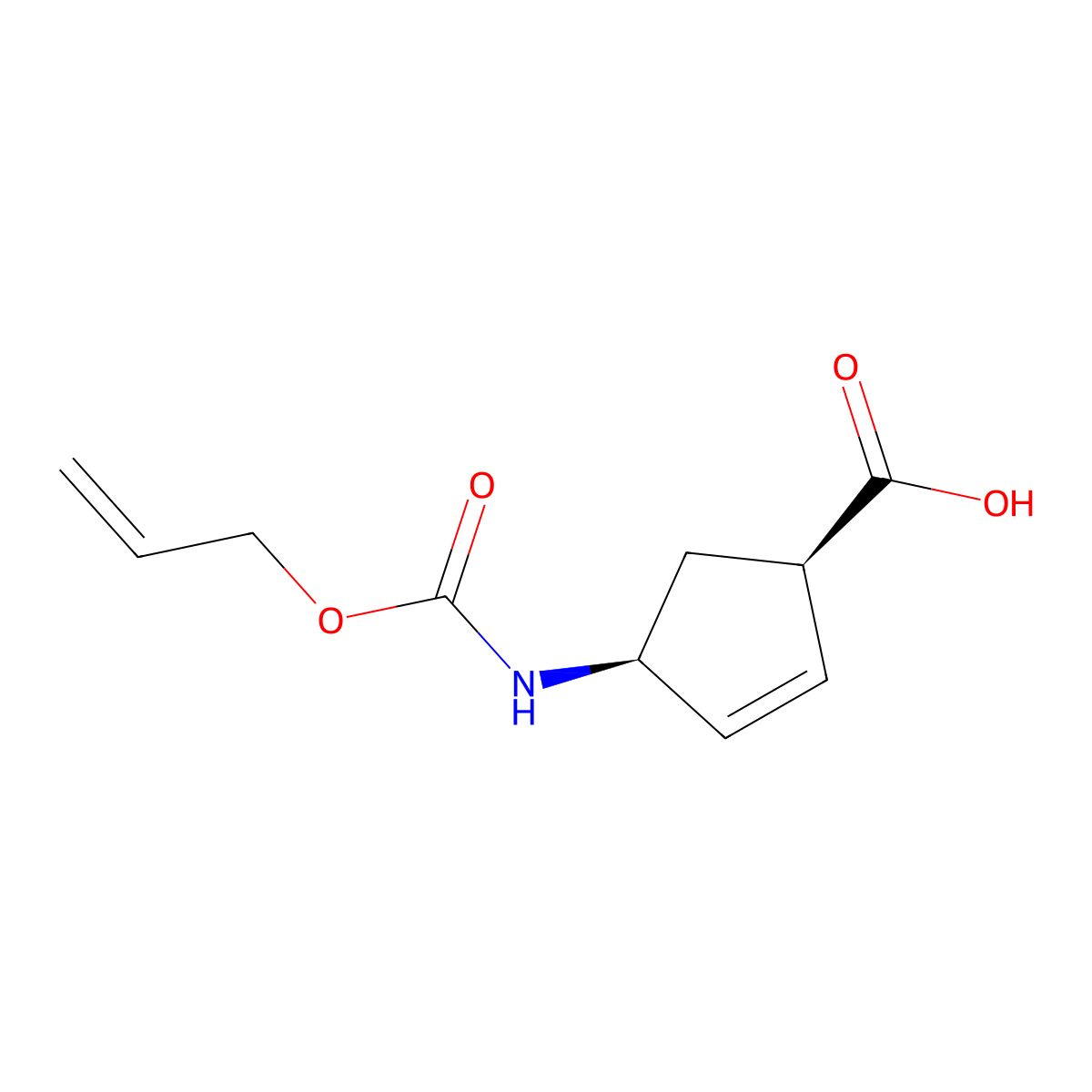 (1R,4S)-4-{[(prop-2-en-1-yloxy)carbonyl]amino}cyclopent-2-ene-1-carboxylic acid molecular structure, CAS 2679936-39-9