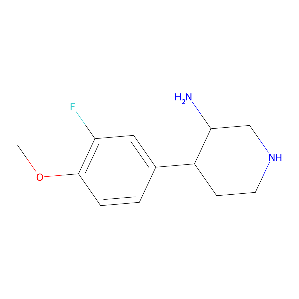 rac-(3R,4S)-4-(3-fluoro-4-methoxyphenyl)piperidin-3-amine molecular structure, CAS 2679936-46-8