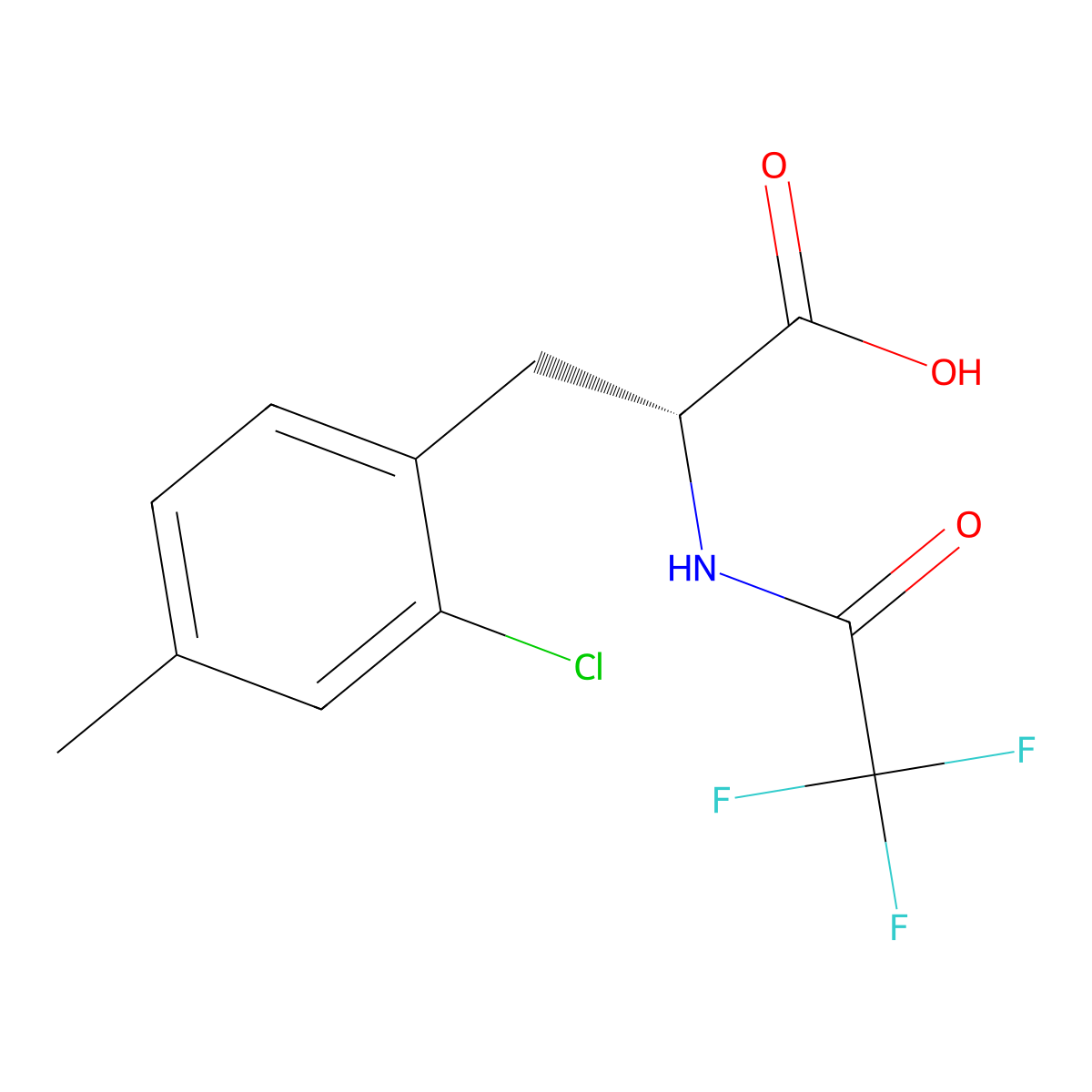 (2R)-3-(2-chloro-4-methylphenyl)-2-(2,2,2-trifluoroacetamido)propanoic acid molecular structure, CAS 2679936-51-5
