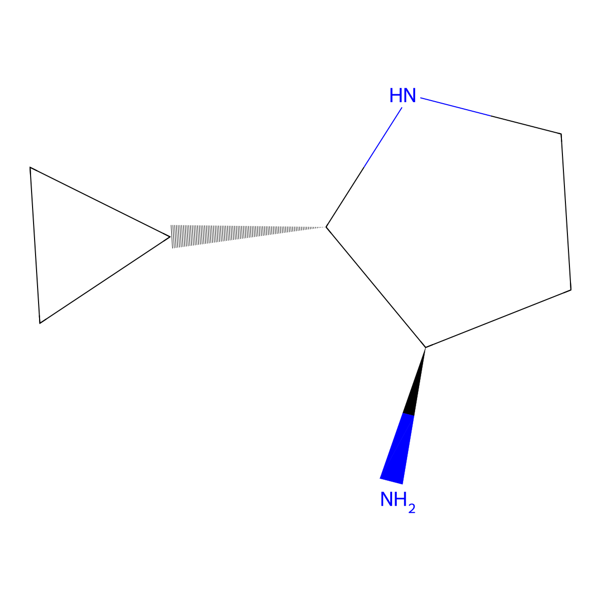 rac-(2R,3S)-2-cyclopropylpyrrolidin-3-amine molecular structure, CAS 2679936-54-8