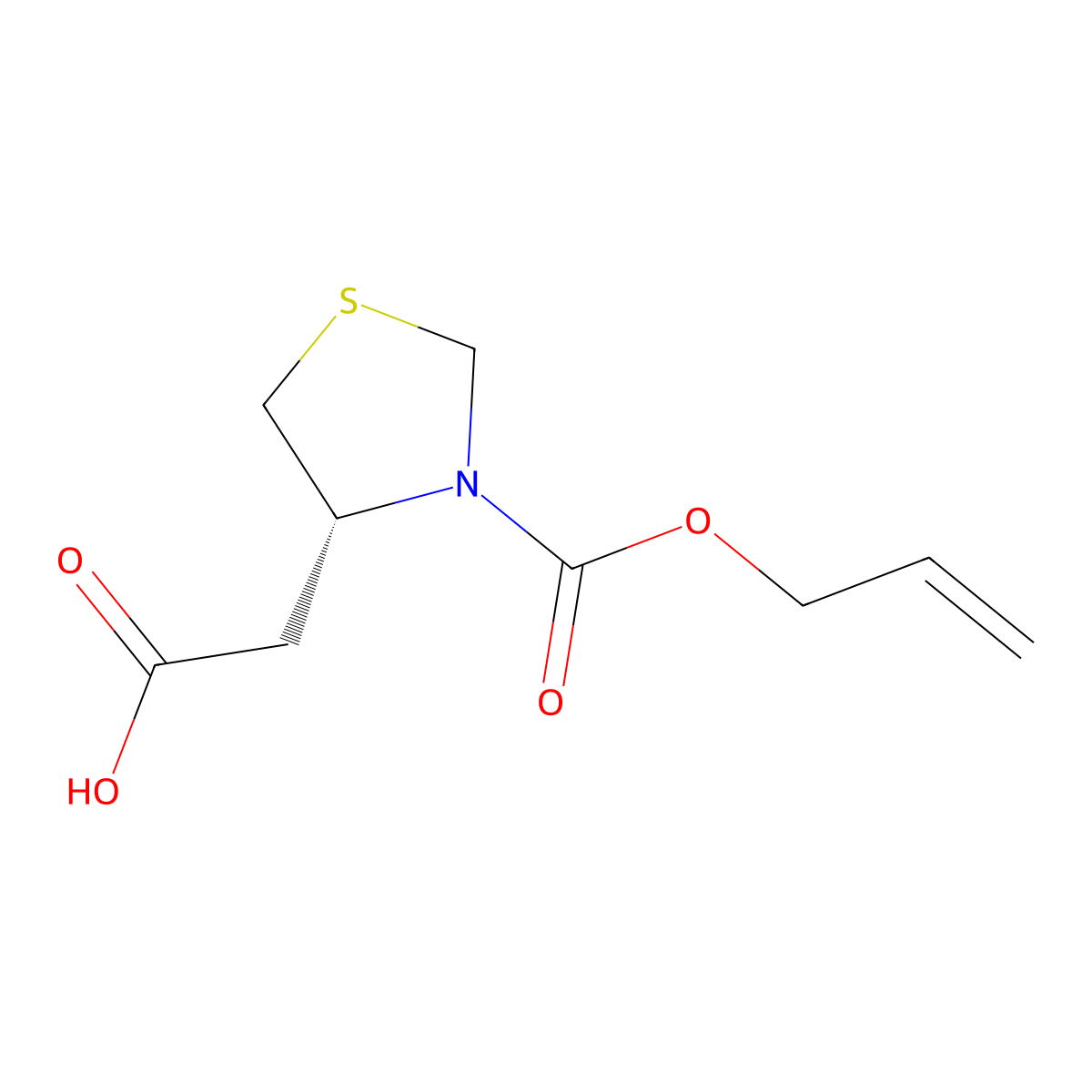 2-[(4R)-3-[(prop-2-en-1-yloxy)carbonyl]-1,3-thiazolidin-4-yl]acetic acid molecular structure, CAS 2679936-55-9