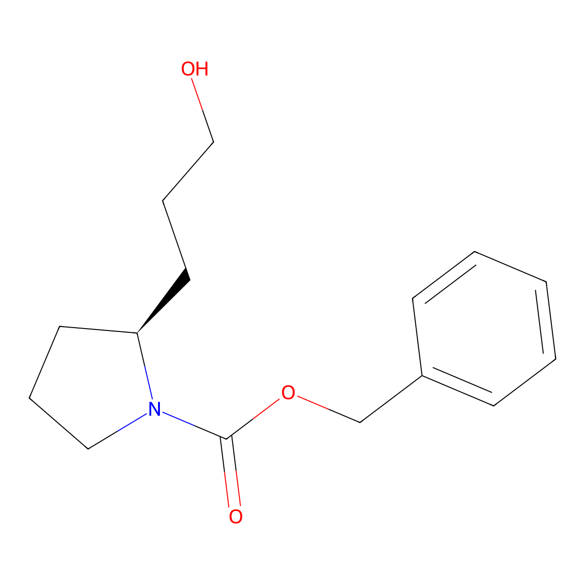 benzyl (2S)-2-(3-hydroxypropyl)pyrrolidine-1-carboxylate molecular structure, CAS 2679936-61-7