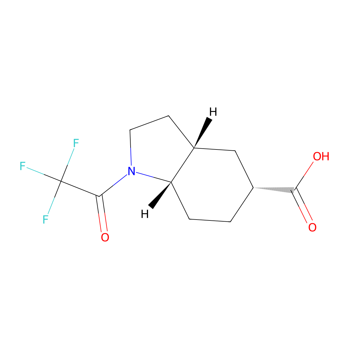 rac-(3aR,5S,7aR)-1-(2,2,2-trifluoroacetyl)-octahydro-1H-indole-5-carboxylic acid molecular structure, CAS 2679936-75-3