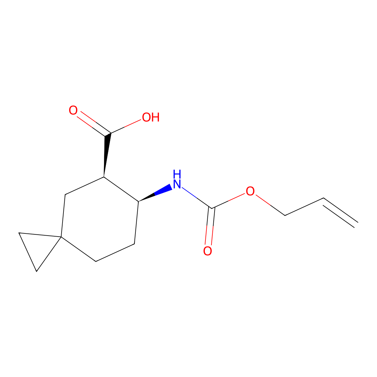 rac-(5R,6S)-6-{[(prop-2-en-1-yloxy)carbonyl]amino}spiro[2.5]octane-5-carboxylic acid molecular structure, CAS 2679936-79-7