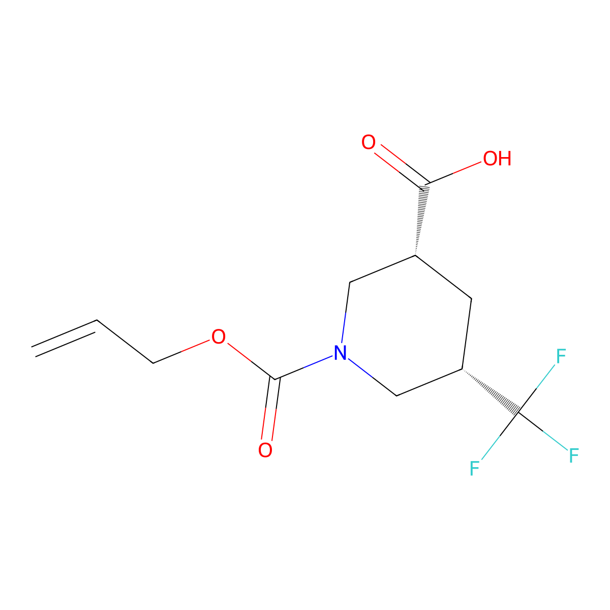 rac-(3R,5S)-1-[(prop-2-en-1-yloxy)carbonyl]-5-(trifluoromethyl)piperidine-3-carboxylic acid molecular structure, CAS 2679936-87-7
