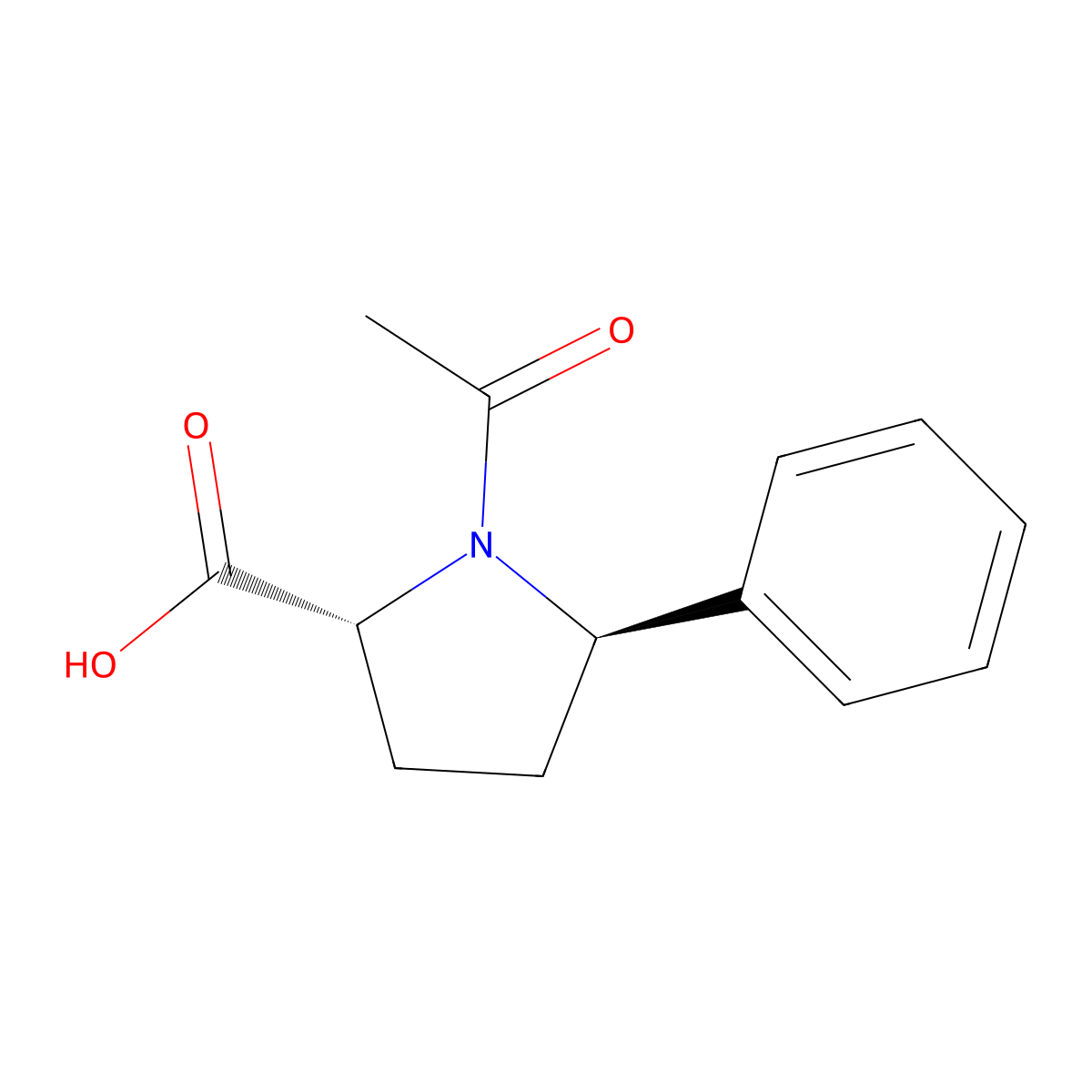 (2R,5R)-1-acetyl-5-phenylpyrrolidine-2-carboxylic acid molecular structure, CAS 2679936-91-3