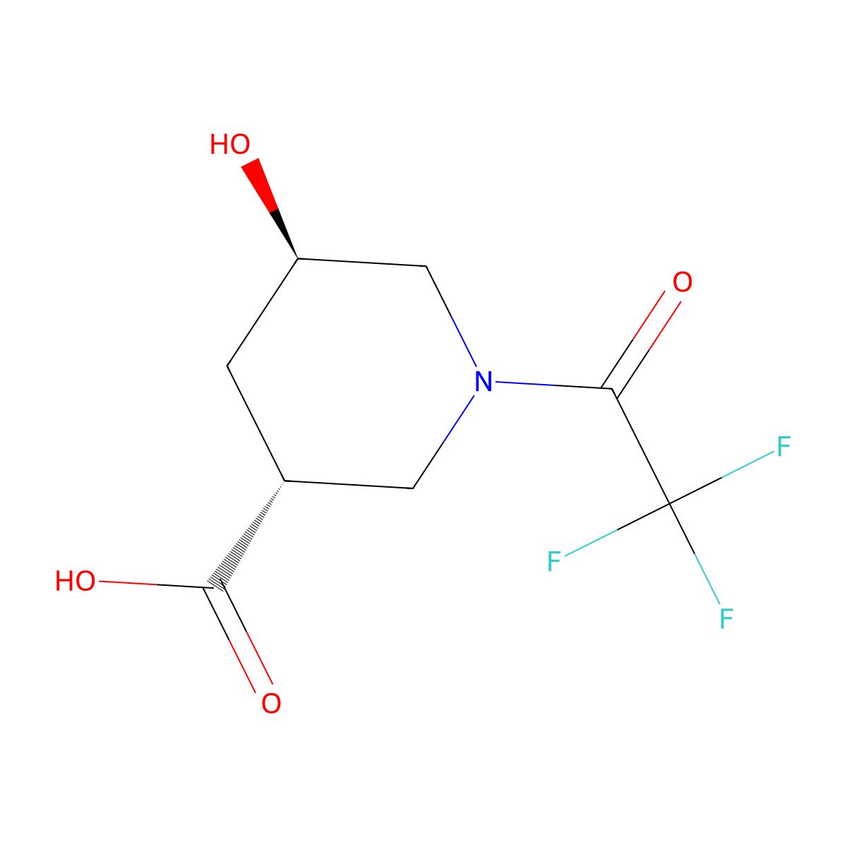 rac-(3R,5R)-5-hydroxy-1-(trifluoroacetyl)piperidine-3-carboxylic acid molecular structure, CAS 2679936-92-4