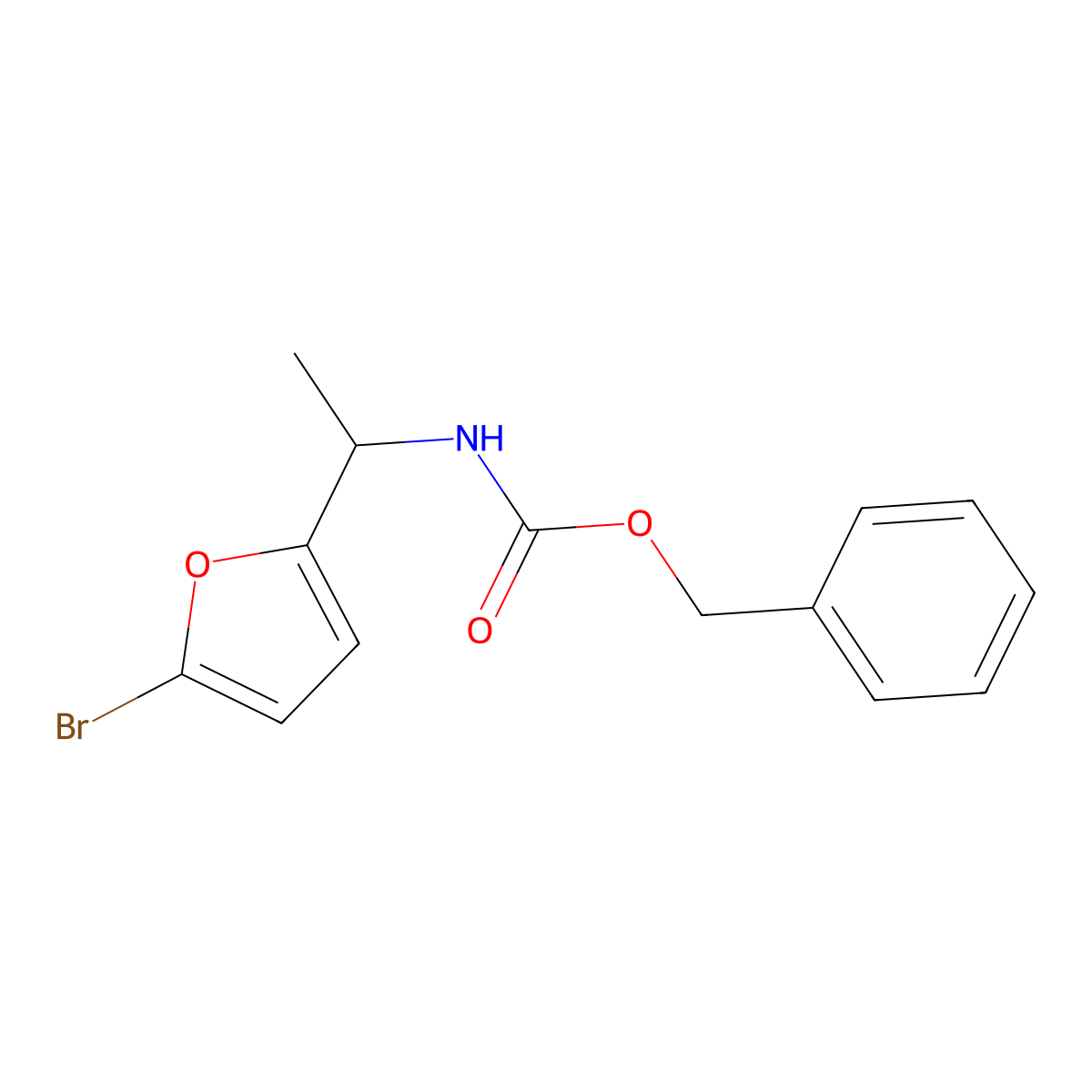 benzyl N-[(1S)-1-(5-bromofuran-2-yl)ethyl]carbamate molecular structure, CAS 2679936-93-5