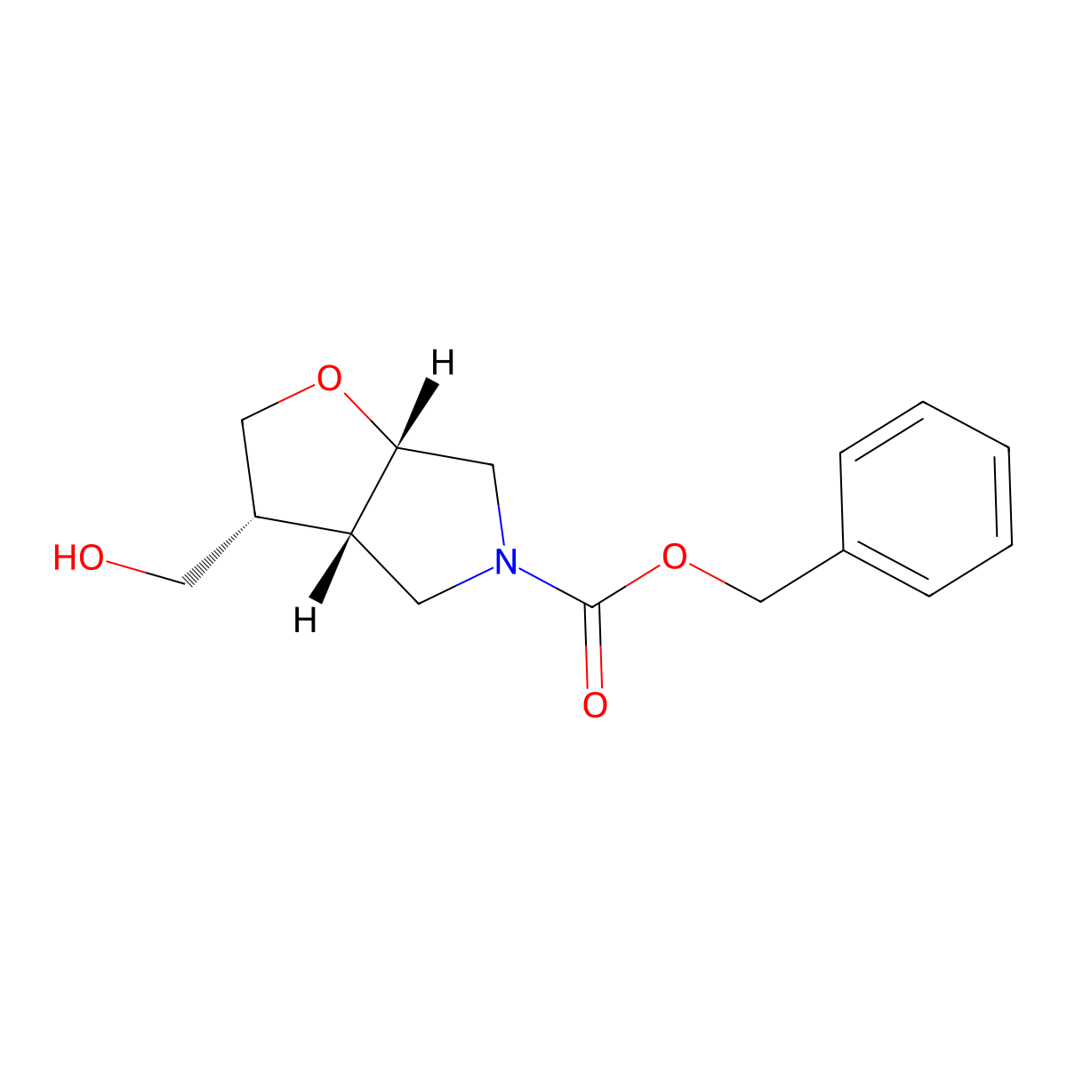 rac-benzyl (3R,3aS,6aS)-3-(hydroxymethyl)-hexahydro-2H-furo[2,3-c]pyrrole-5-carboxylate molecular structure, CAS 2679937-03-0