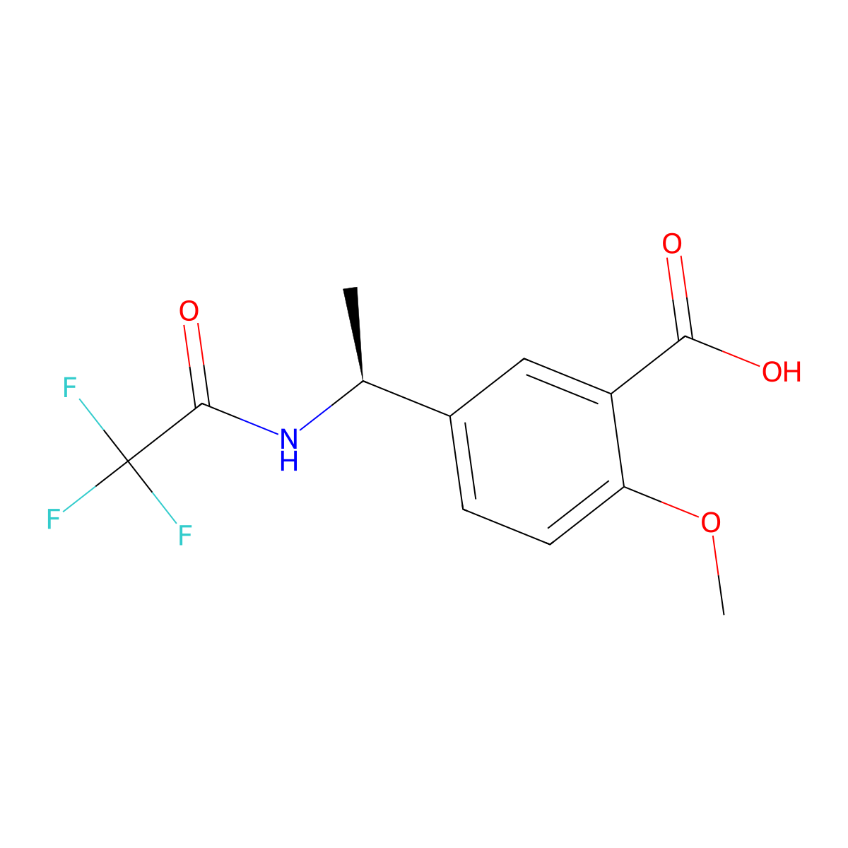 2-methoxy-5-[(1S)-1-(2,2,2-trifluoroacetamido)ethyl]benzoic acid molecular structure, CAS 2679937-12-1
