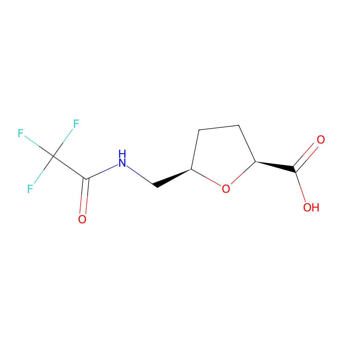rac-(2R,5S)-5-[(trifluoroacetamido)methyl]oxolane-2-carboxylic acid molecular structure, CAS 2679937-13-2